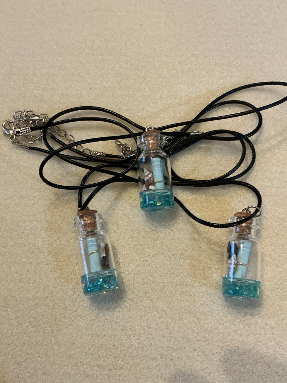 Message in a Bottle Pendant Necklace - set of 3